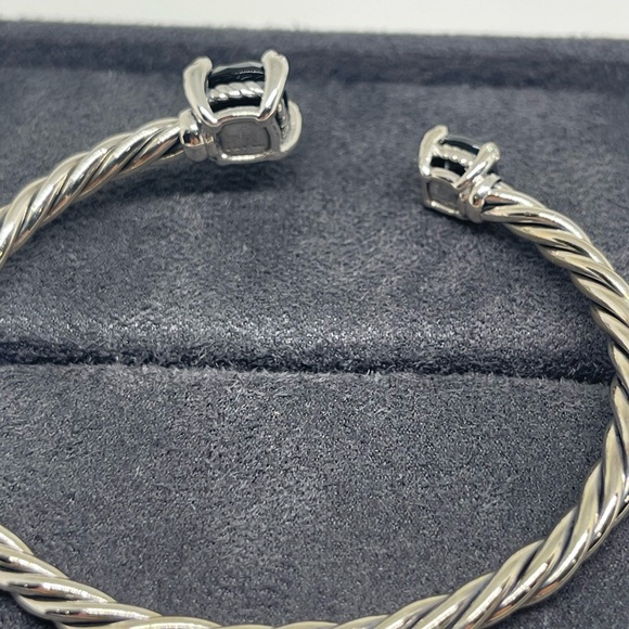 David Yurman Sterling Silver Black Onyx Hematite Chatelaine Bypass 4mm Bracelet - Picture 4 of 11